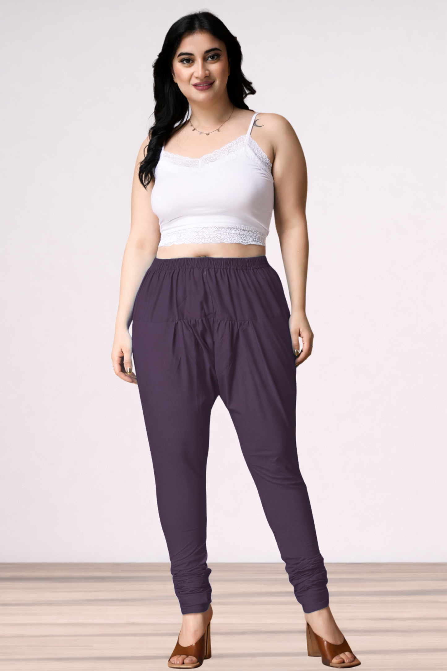 Wine Rayon Churidar Pants