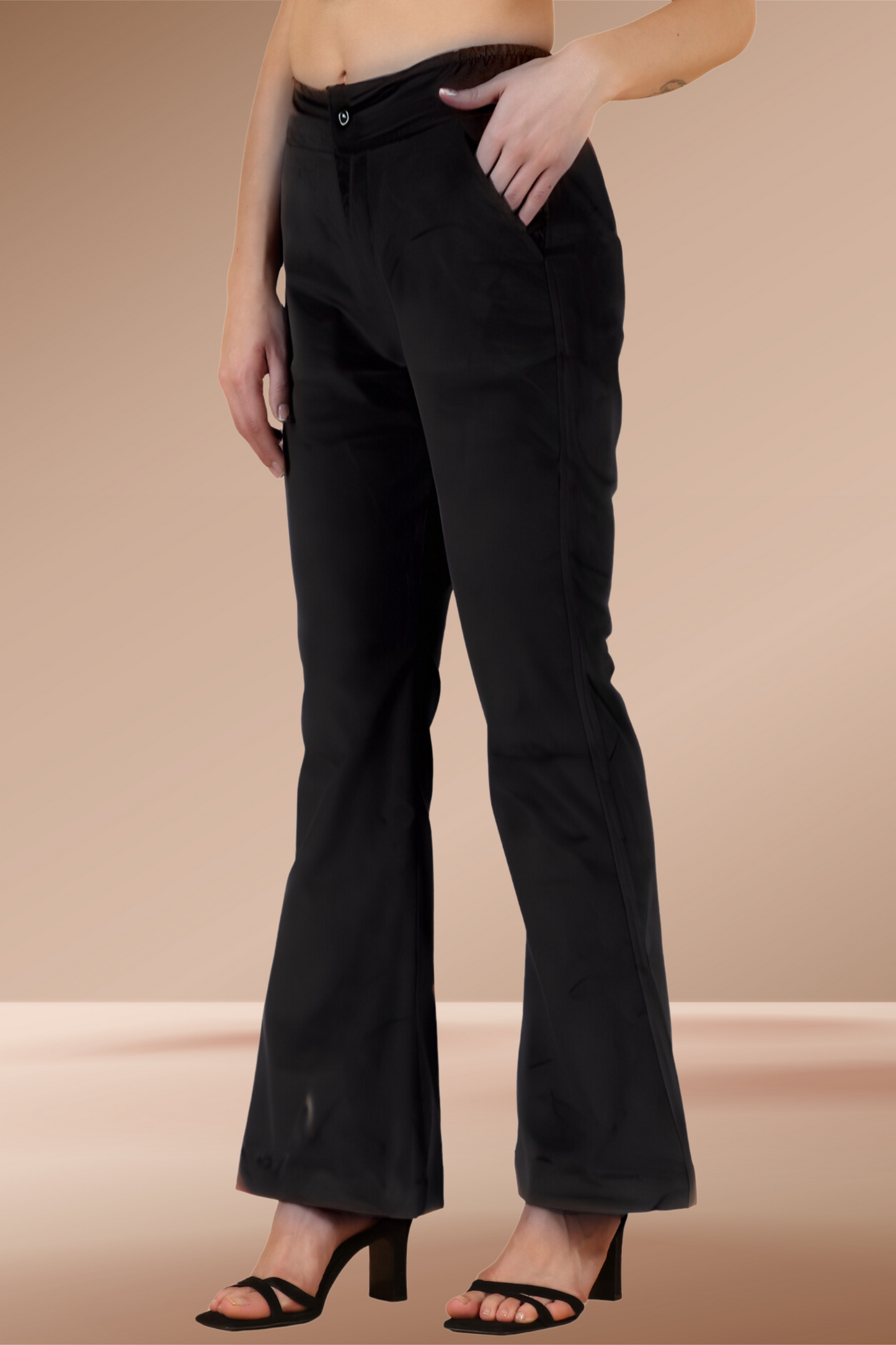 Buy Plus Size Black Corduroy Bell Bottom At Apella | Sizes XS to 10 XL | India | Free Delivery | Customized