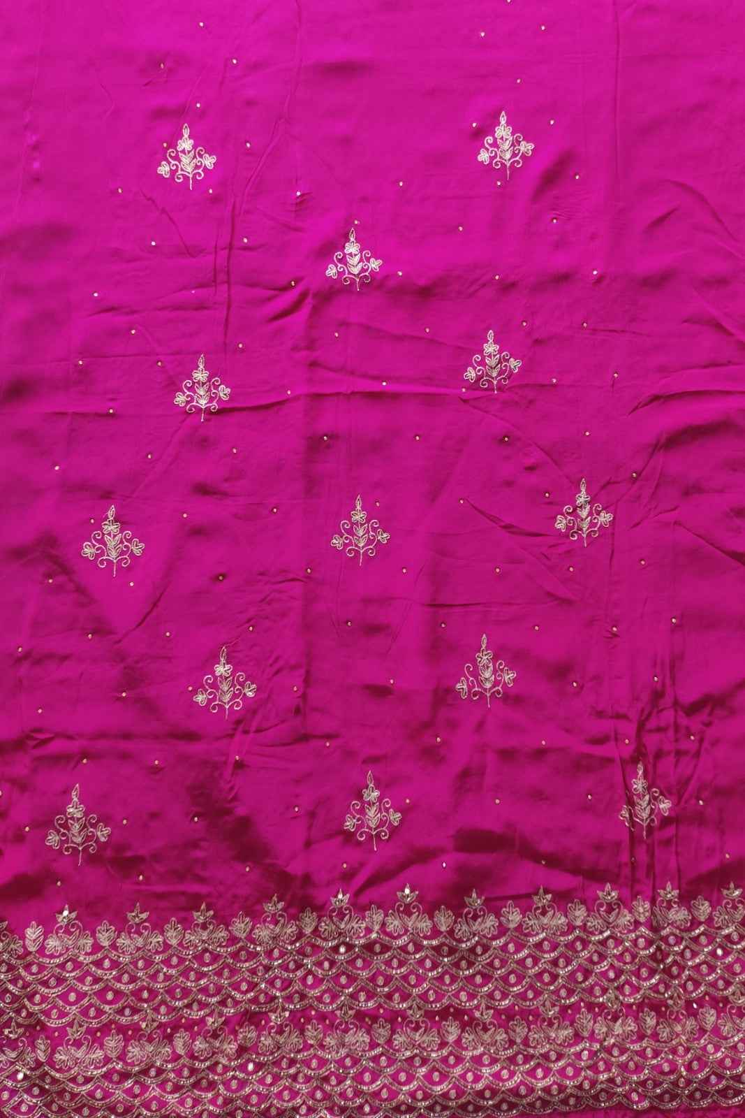 Hot Pink Unstitched Suit with Handwork