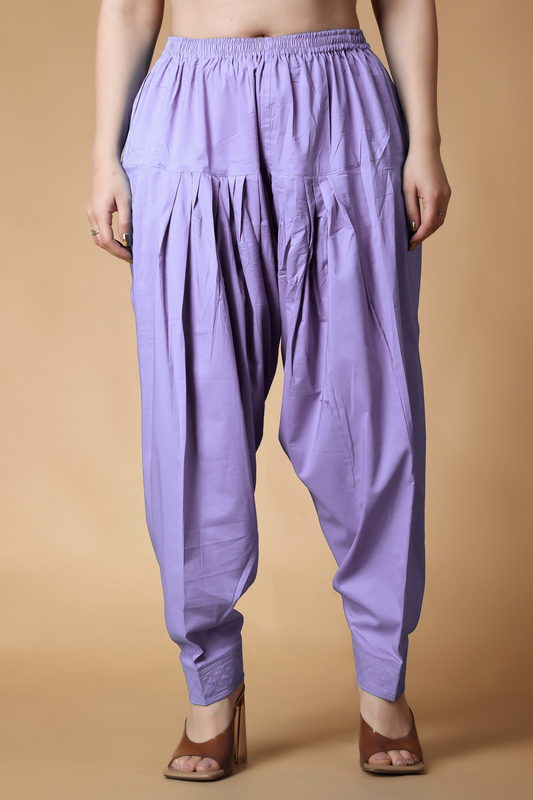Lavender Pleated Cotton Salwar