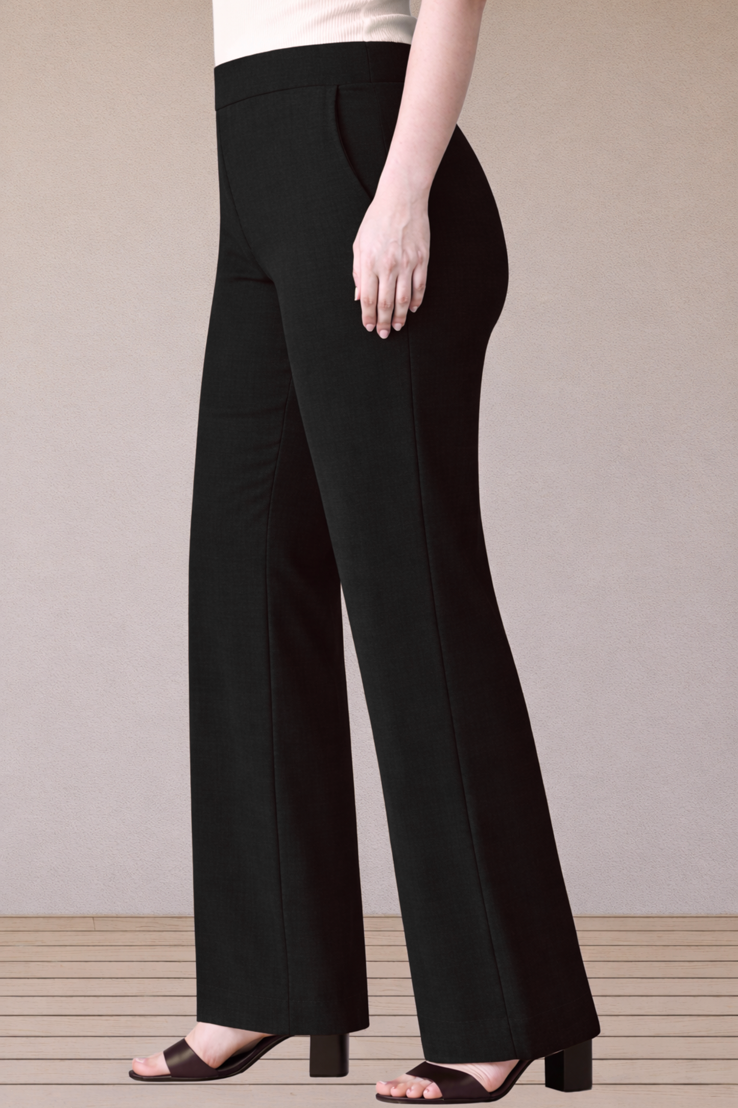 Black Wide Leg Slub Pants