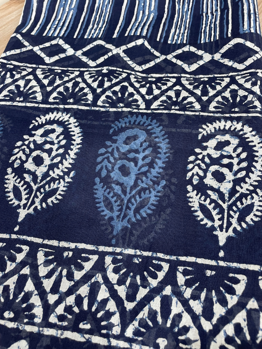 Indigo Block Printed Cotton Dupatta