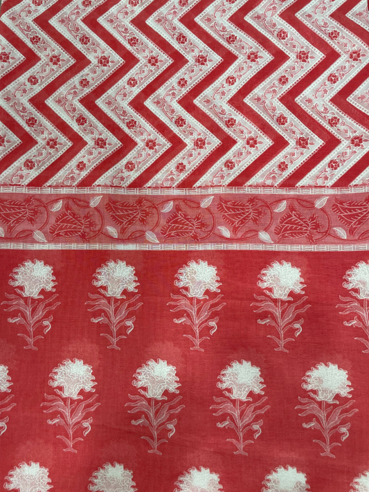 Rose Block Printed Cotton Dupatta