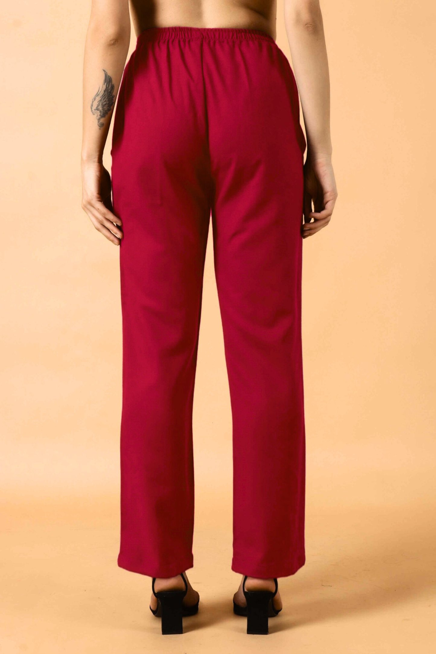 Rose Red Woollen Pant Palazzo