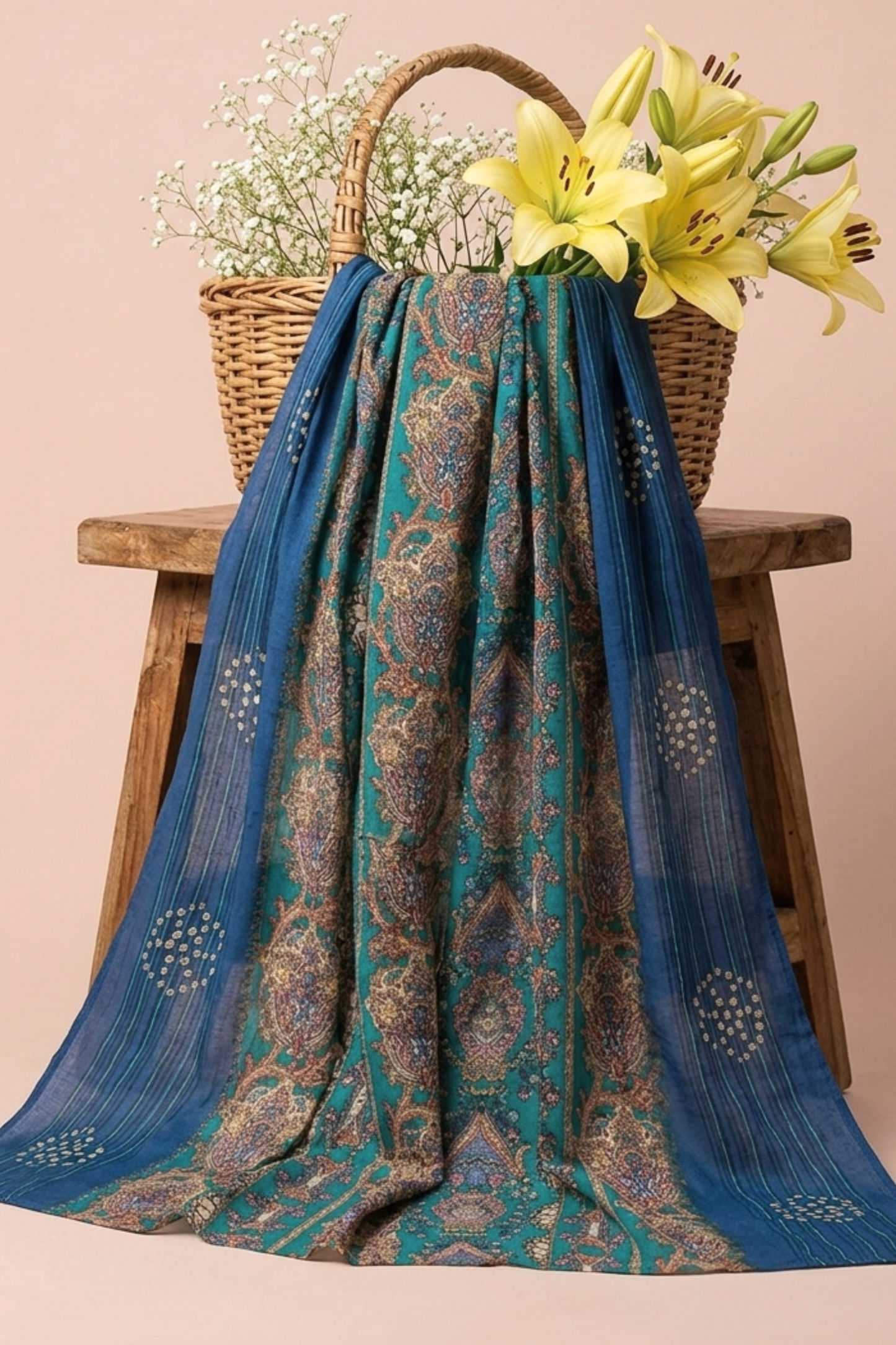 Blue Abstract Silk Dupatta