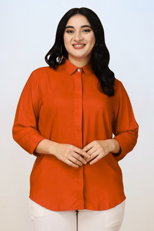 Buy Plus Size Autumn Rust Solid Rayon Shirt At Apella | Sizes XS to 10 XL | India | Free Delivery | Customized