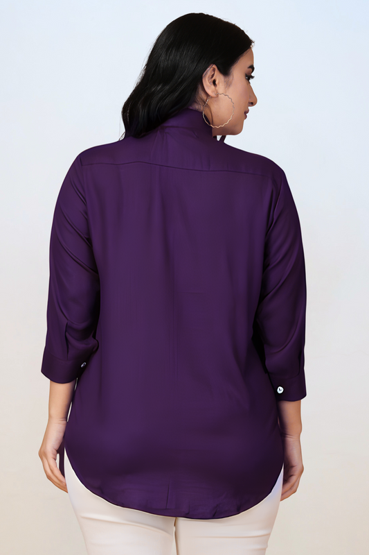 Wine Solid Rayon Shirt