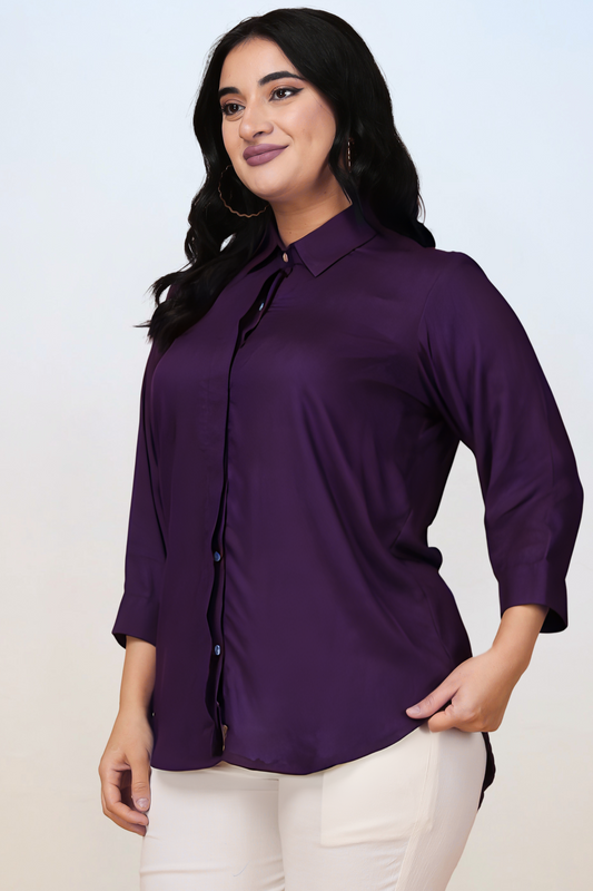 Buy Plus Size Exotic Wine Solid Rayon Shirt At Apella | Sizes XS to 10 XL | India | Free Delivery | Customized