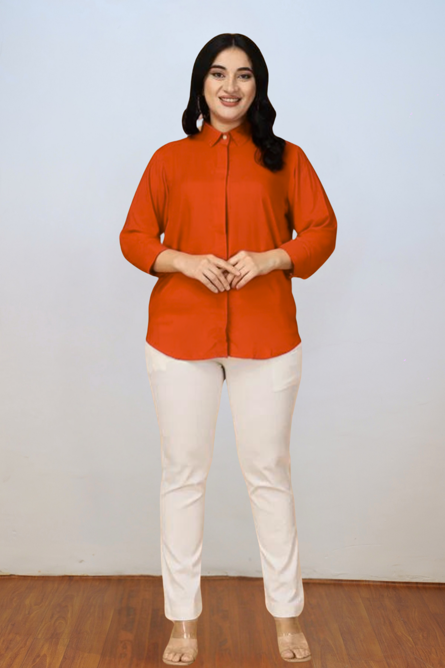 Buy Plus Size Autumn Rust Solid Rayon Shirt At Apella | Sizes XS to 10 XL | India | Free Delivery | Customized