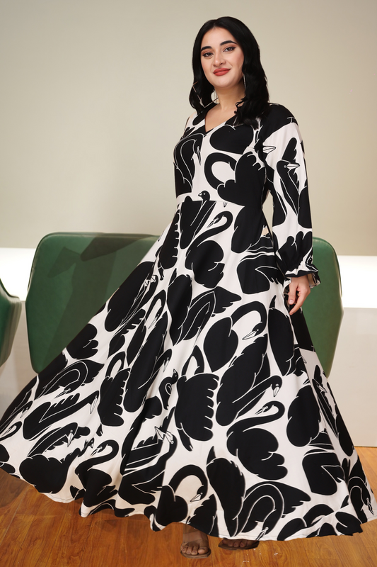 Swan Serenade Twill Rayon Dress