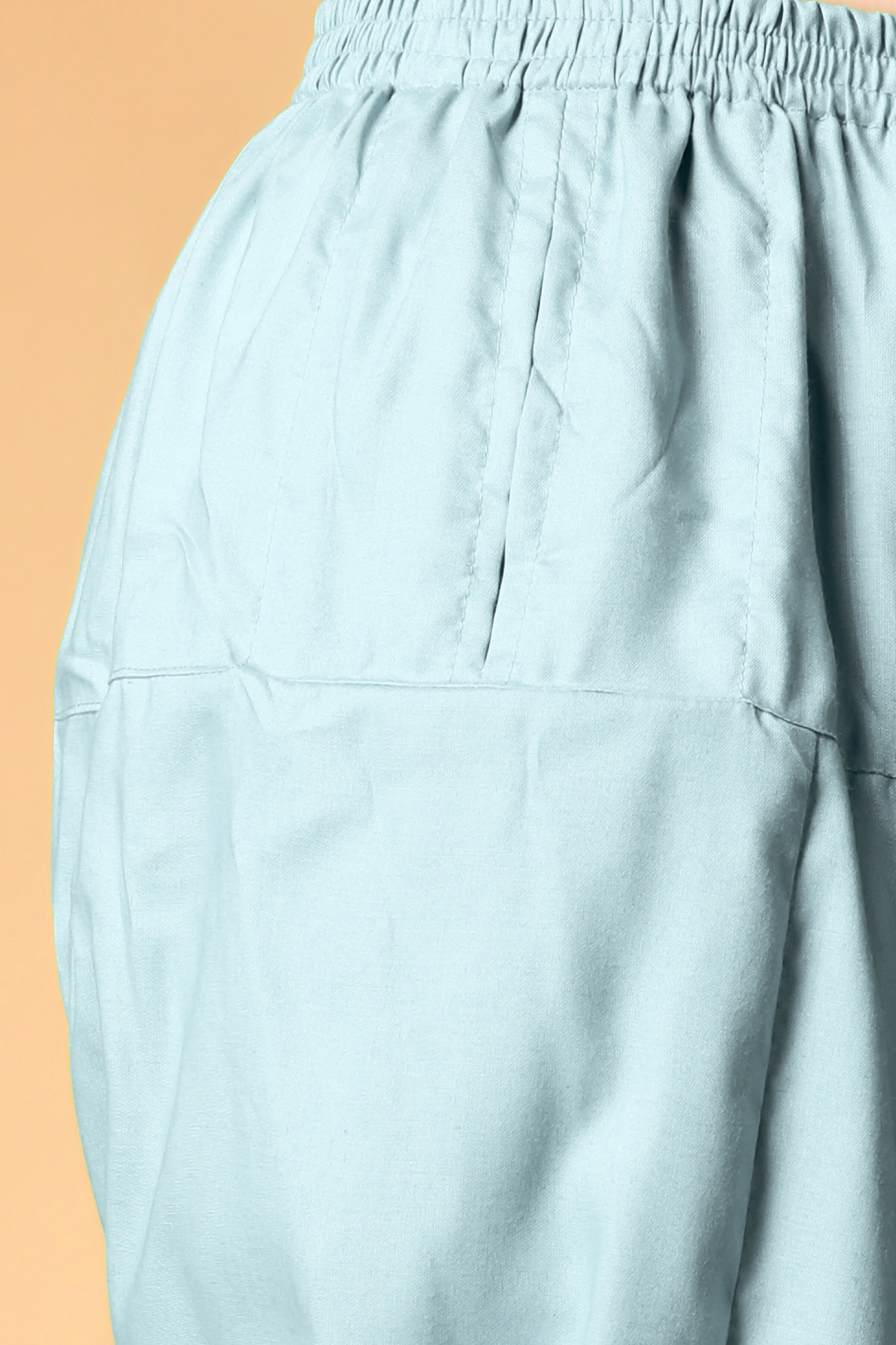 Powder Blue Pleated Cotton Salwar