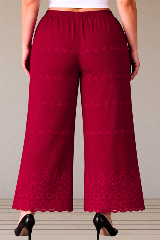 Maroon Schiffli Loose Palazzo