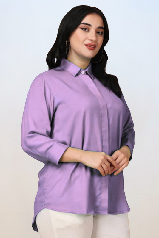 Lilac Bloom Solid Rayon Shirt