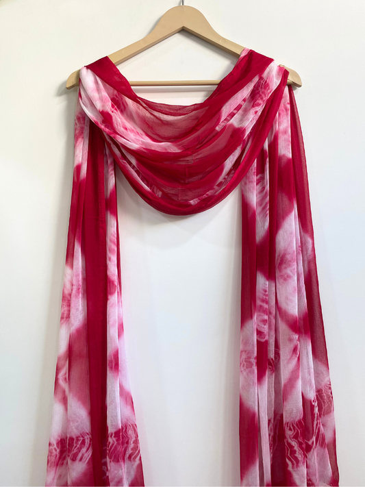 Maroon Chiffon Tie & Dye Dupatta