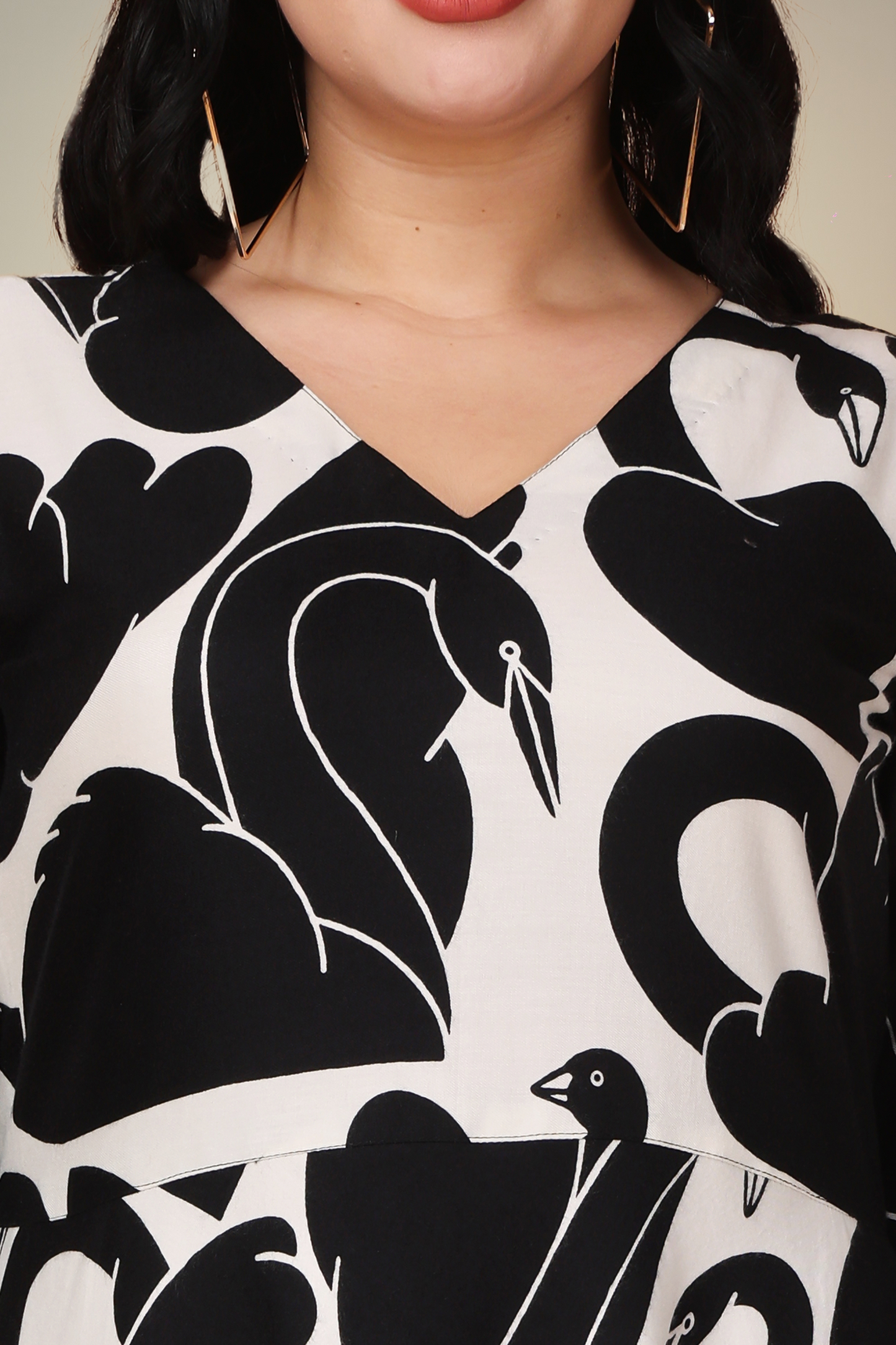 Swan Serenade Twill Rayon Dress