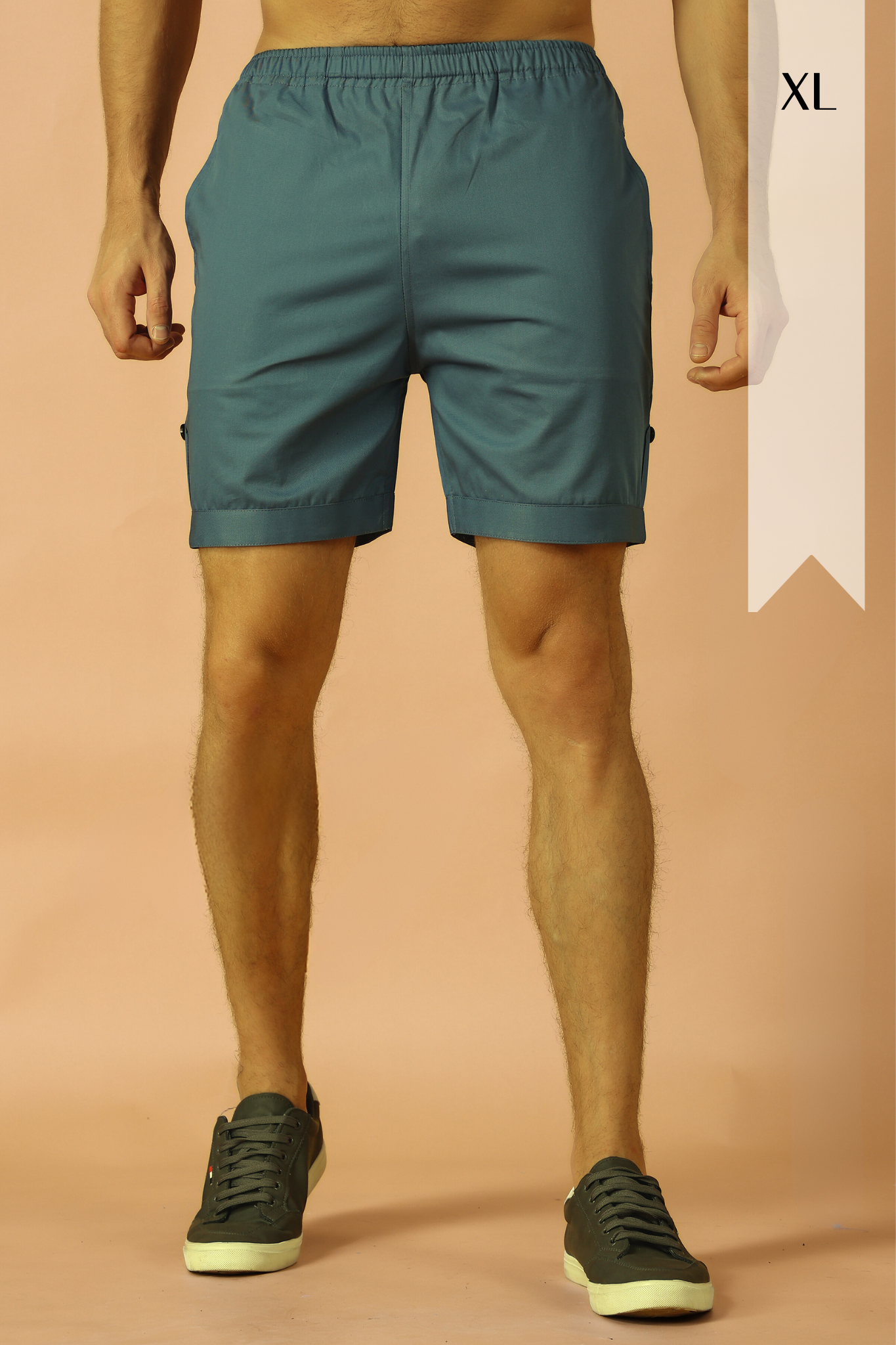 Blue cotton poplin shorts