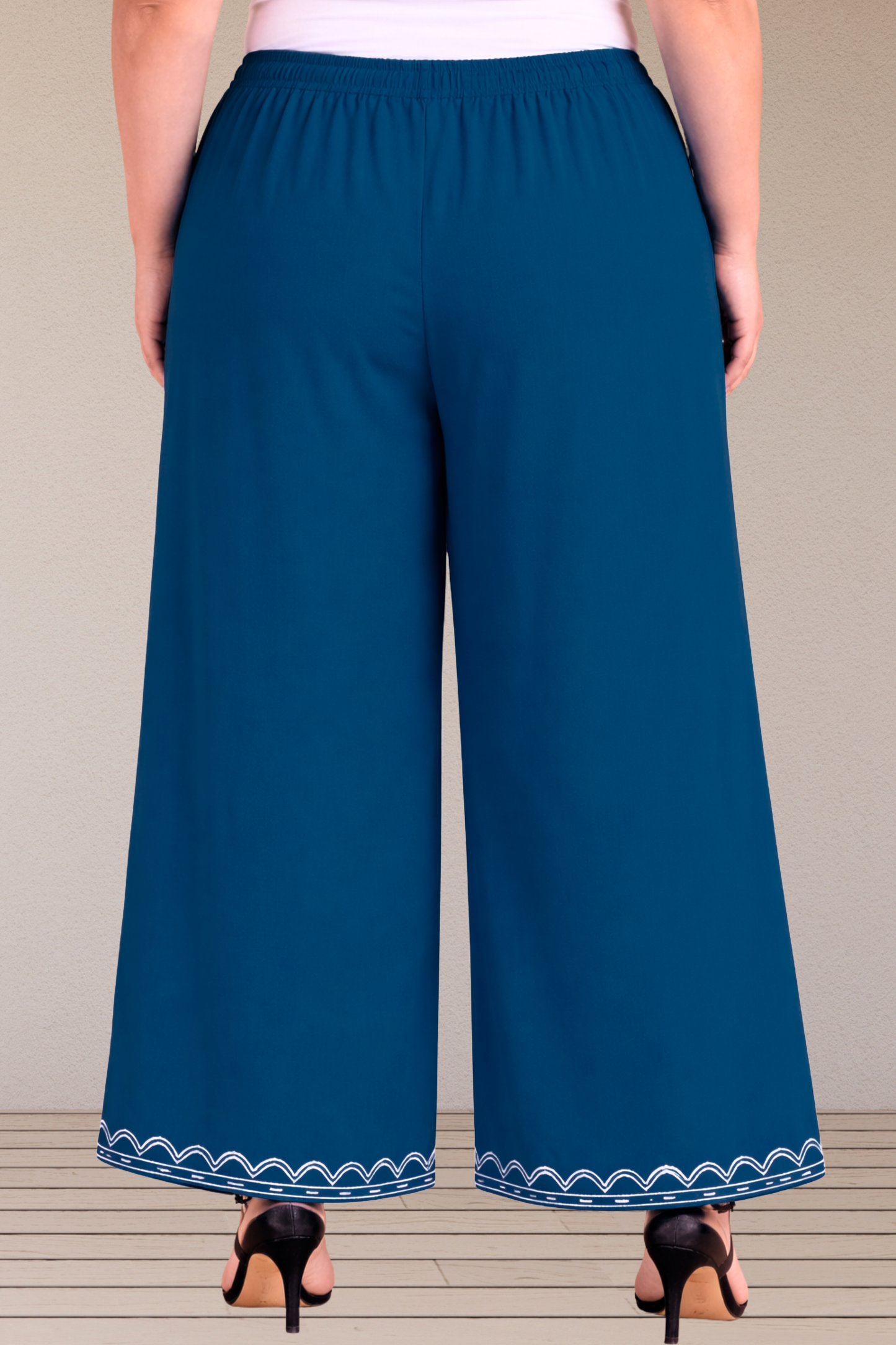Royal Blue Detailed Rayon Palazzo
