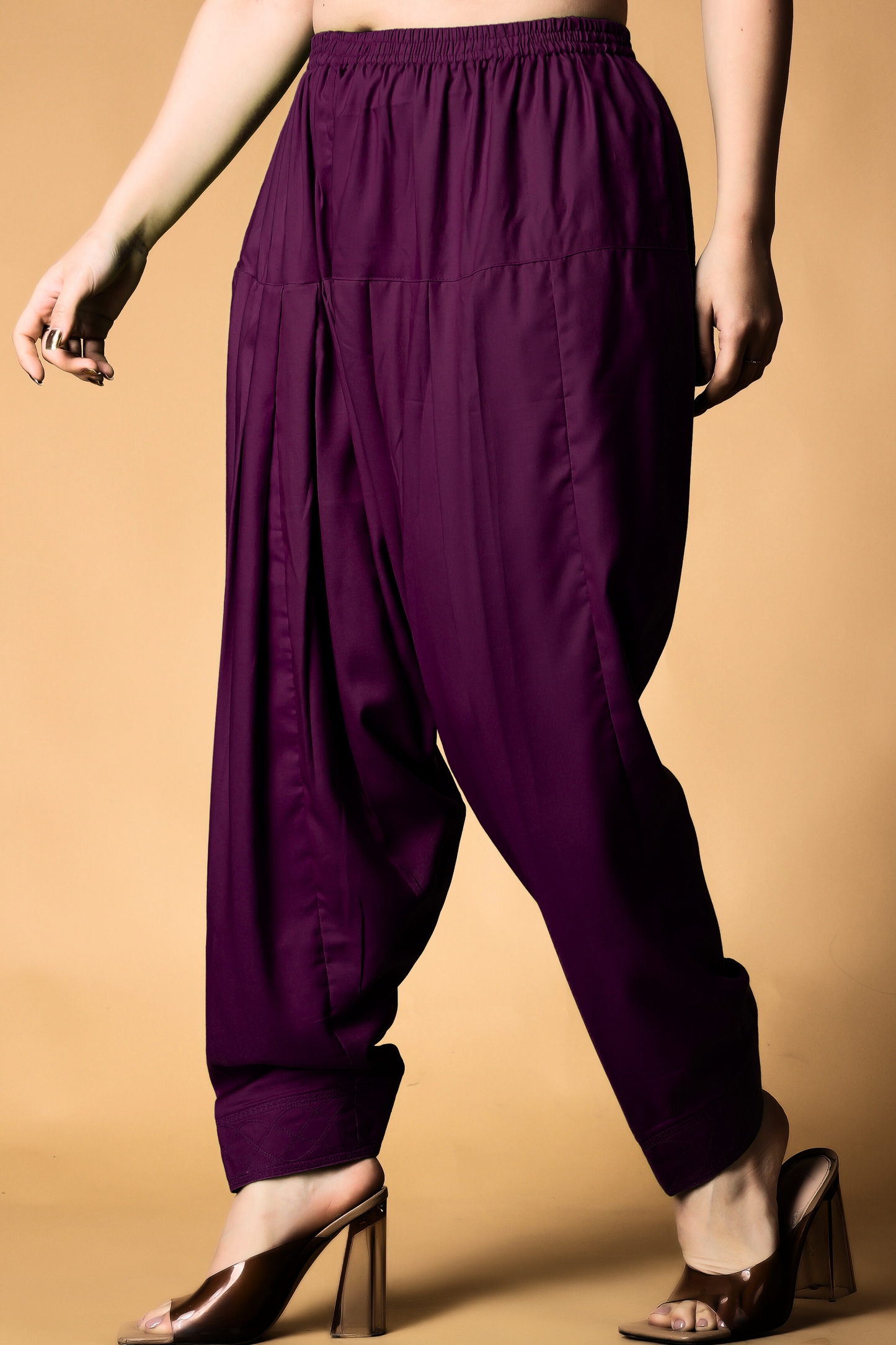 Wine Rayon Pleated Salwar