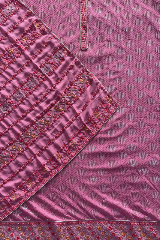 Buy Plus Size Pink Pastel Dress Material At Apella | Sizes XS to 10 XL | India | Free Delivery | Customized