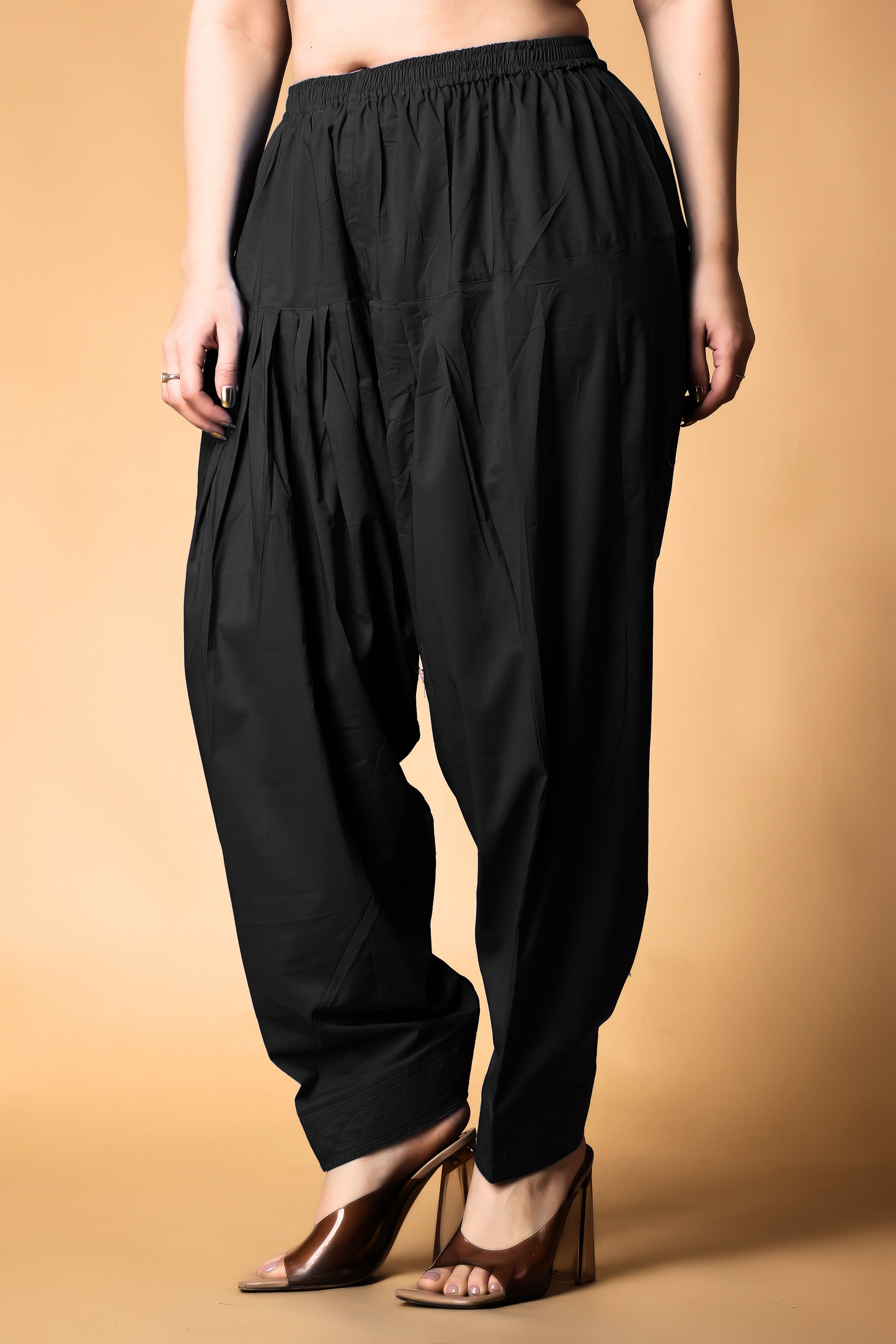 Black Pleated Cotton Salwar