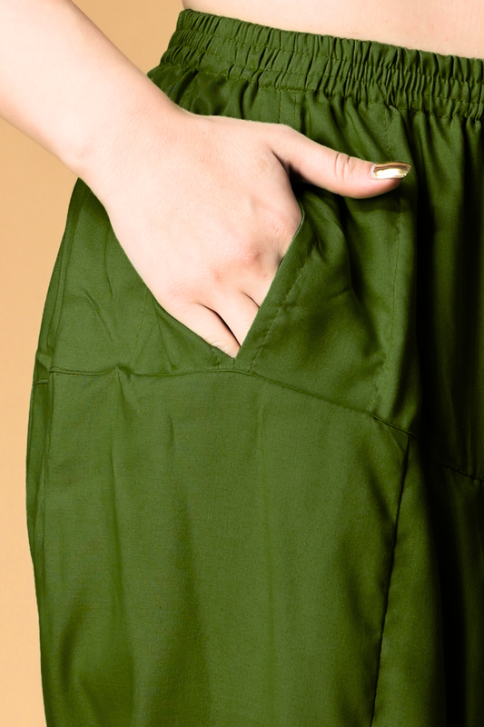 Mehendi Green Pleated Rayon Salwar