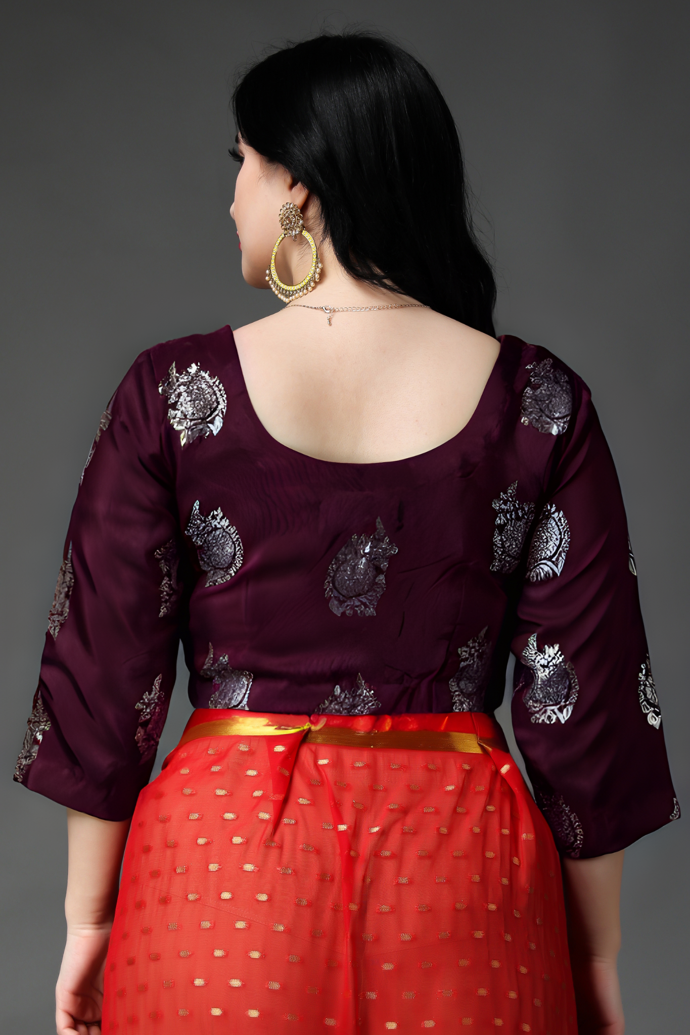 Buy Plus Size Elegant Wine Silk Blouse At Apella | Sizes XS to 10 XL | India | Free Delivery | Customized