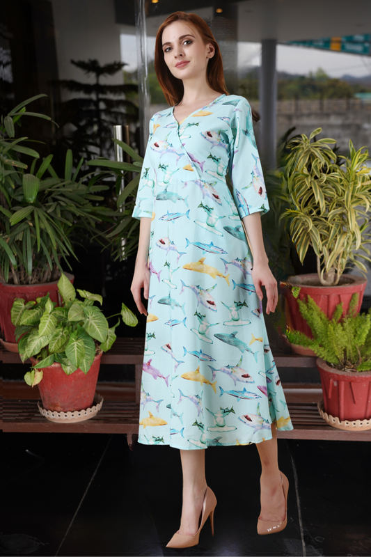 Buy Plus Size Into The Sea Dress At Apella | Sizes XS to 10 XL | India | Free Delivery | Customized