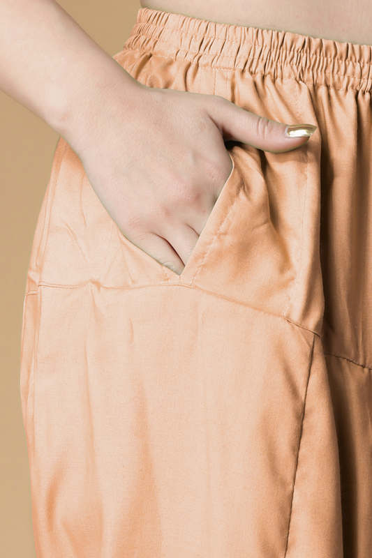 Apricot Rayon Pleated Salwar