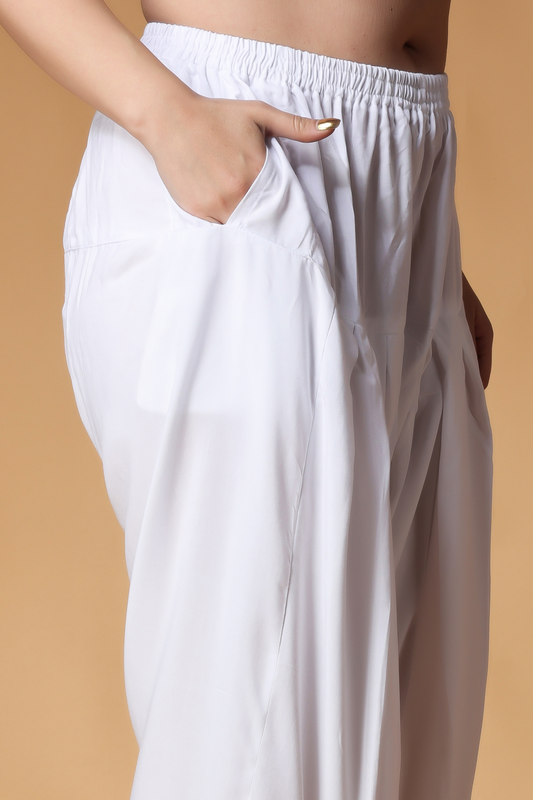 White Rayon Pleated Salwar