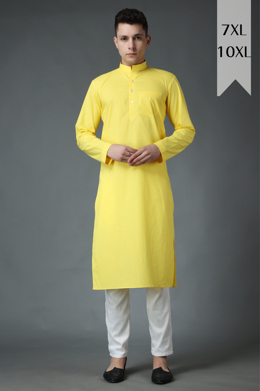 Subtle Yellow Cotton Kurta Pajama