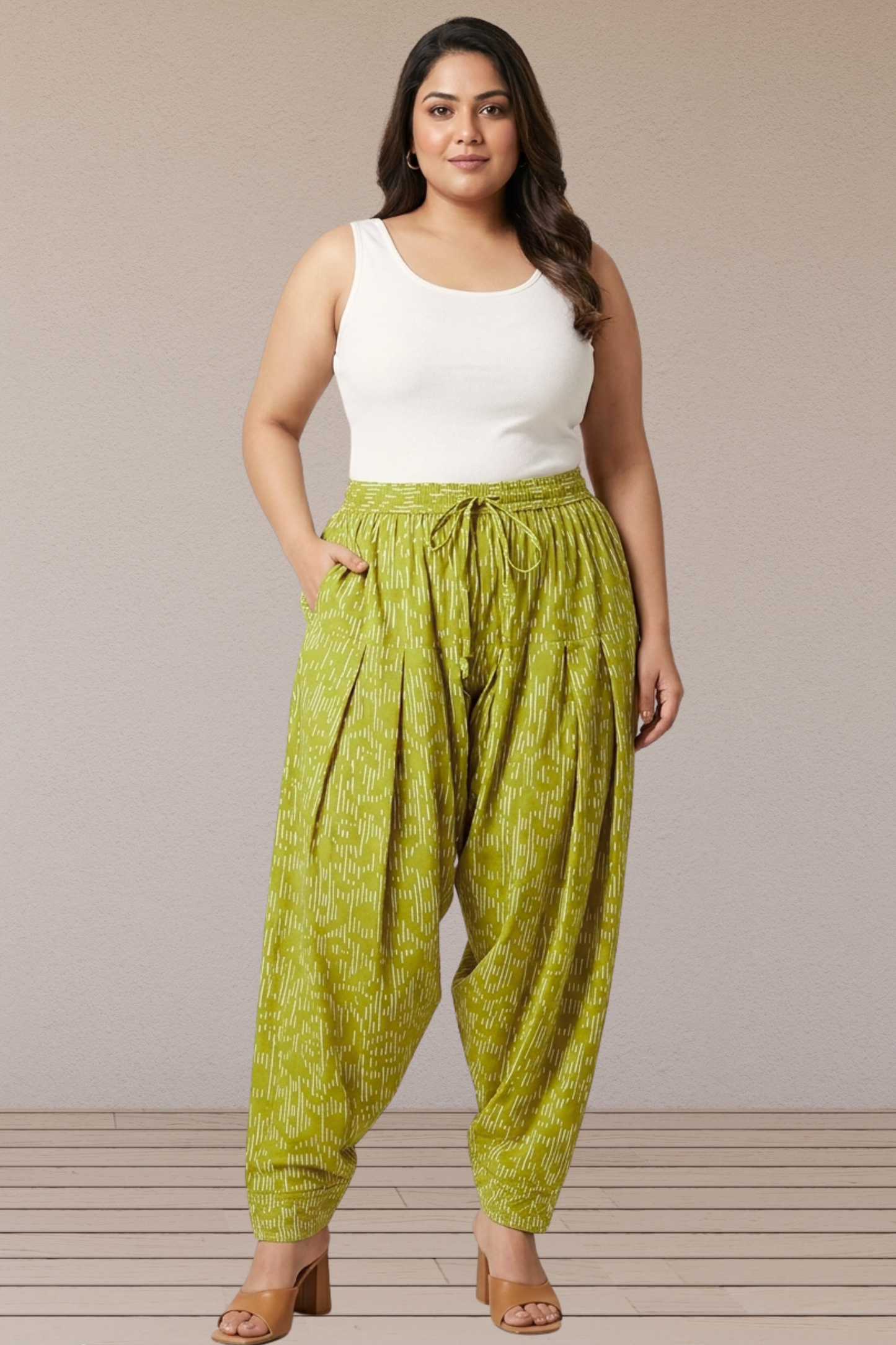Lime Textured Cotton Printed Salwar