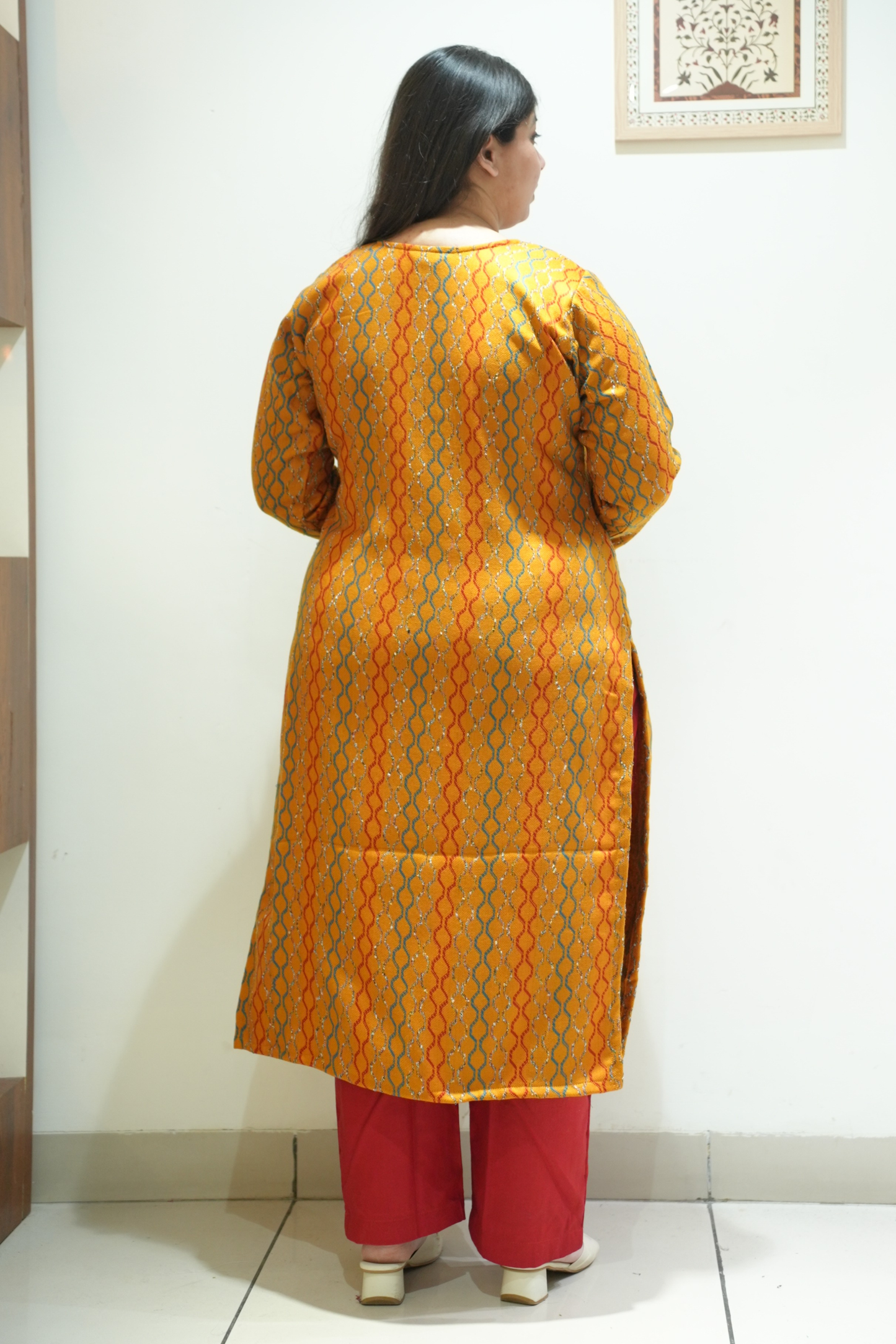 Saffron Ripple Woollen Kurta Set