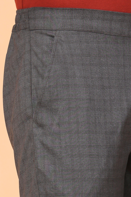 Buy Plus Size Shadow Grey Checked Comfort Fit Trousers At Apella | Sizes XS to 10 XL | India | Free Delivery | Customized