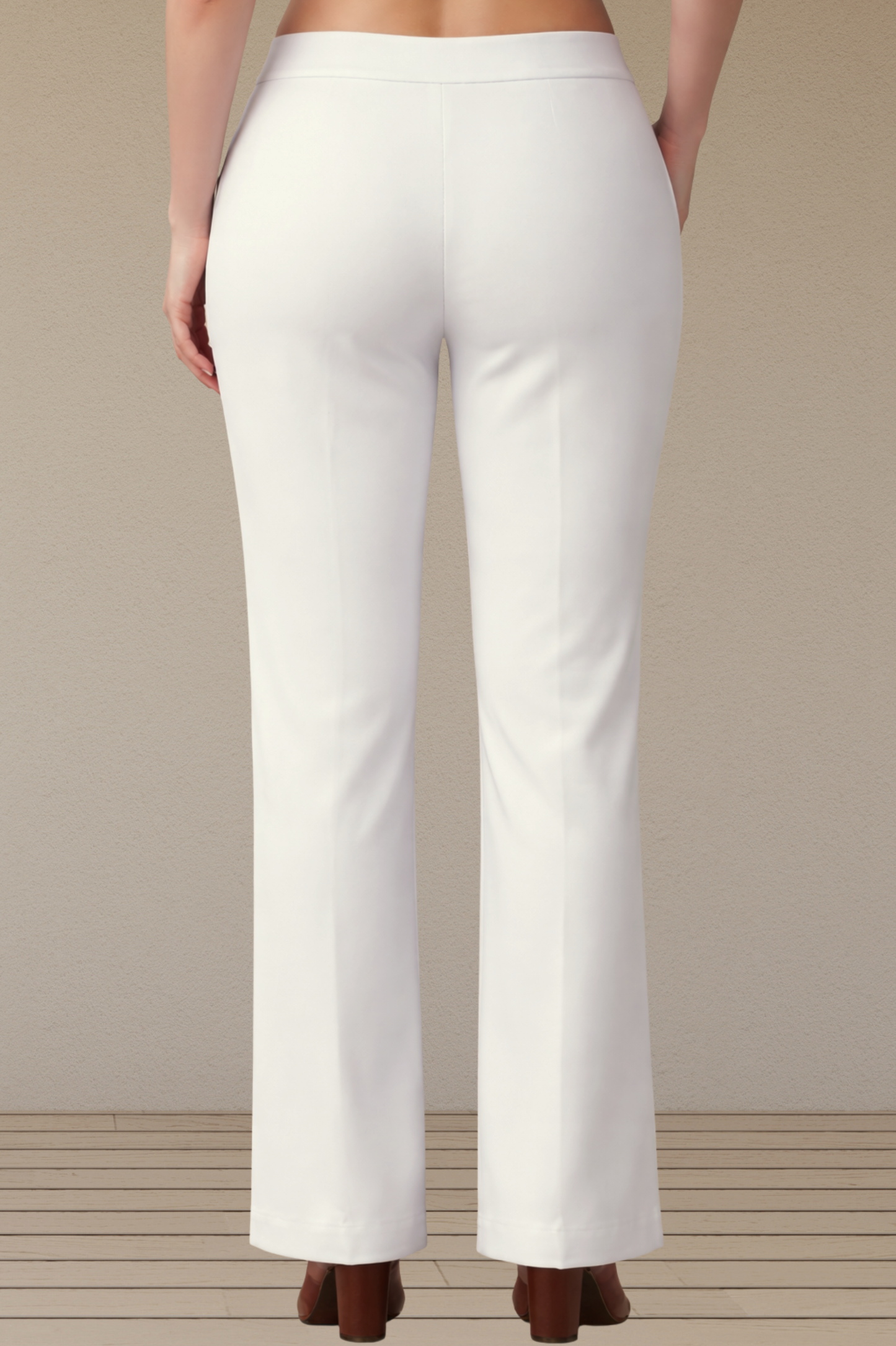 Off White Lycra Slub Pants