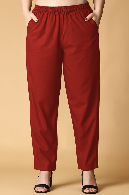 Maroon Cotton Kurti Pant