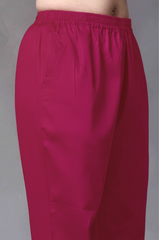 Mulberry Wine Cotton Metallic Pant Palazzo