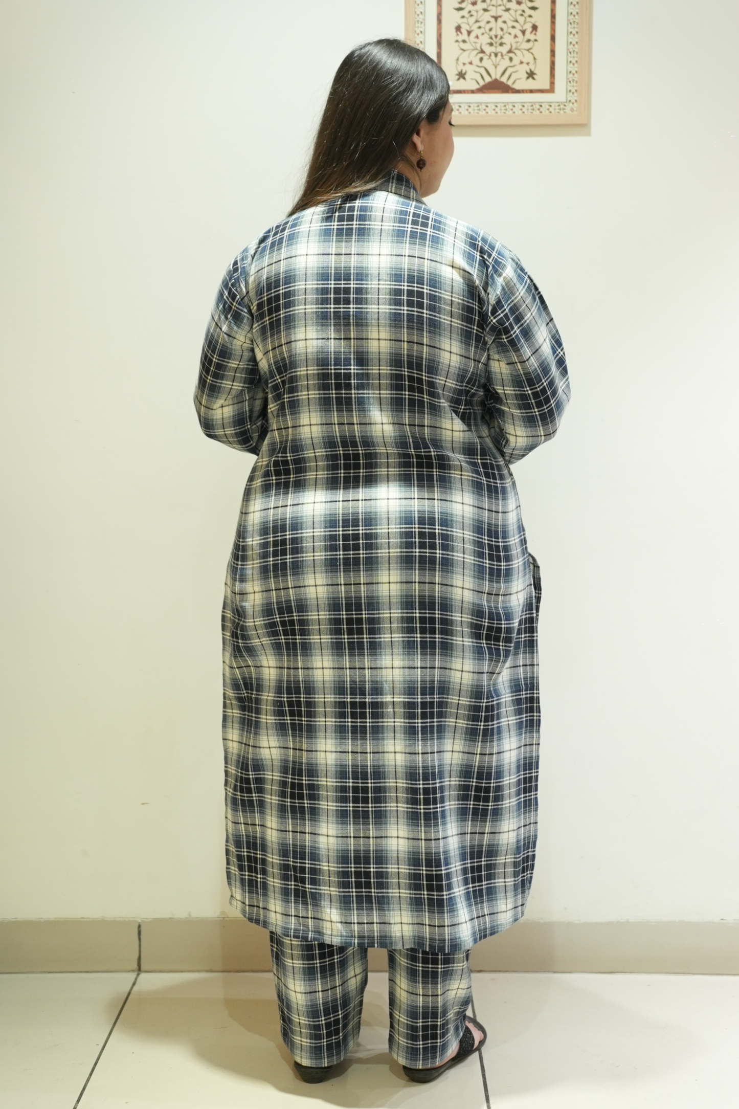 Midnight Teal Woollen Kurta Set