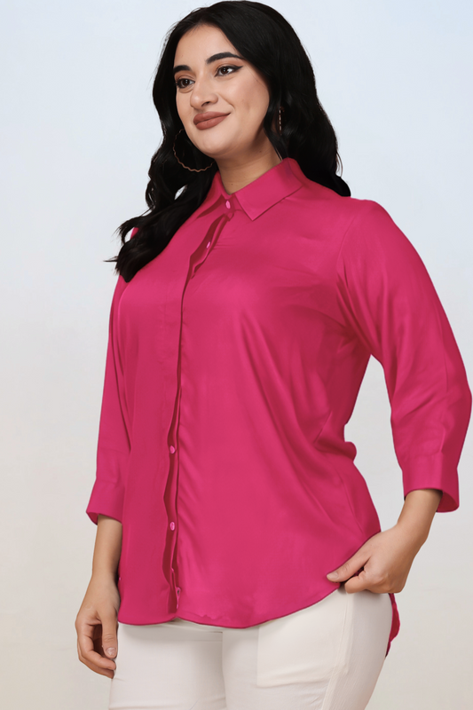 Buy Plus Size Berry Sorbet Solid Rayon Shirt At Apella | Sizes XS to 10 XL | India | Free Delivery | Customized