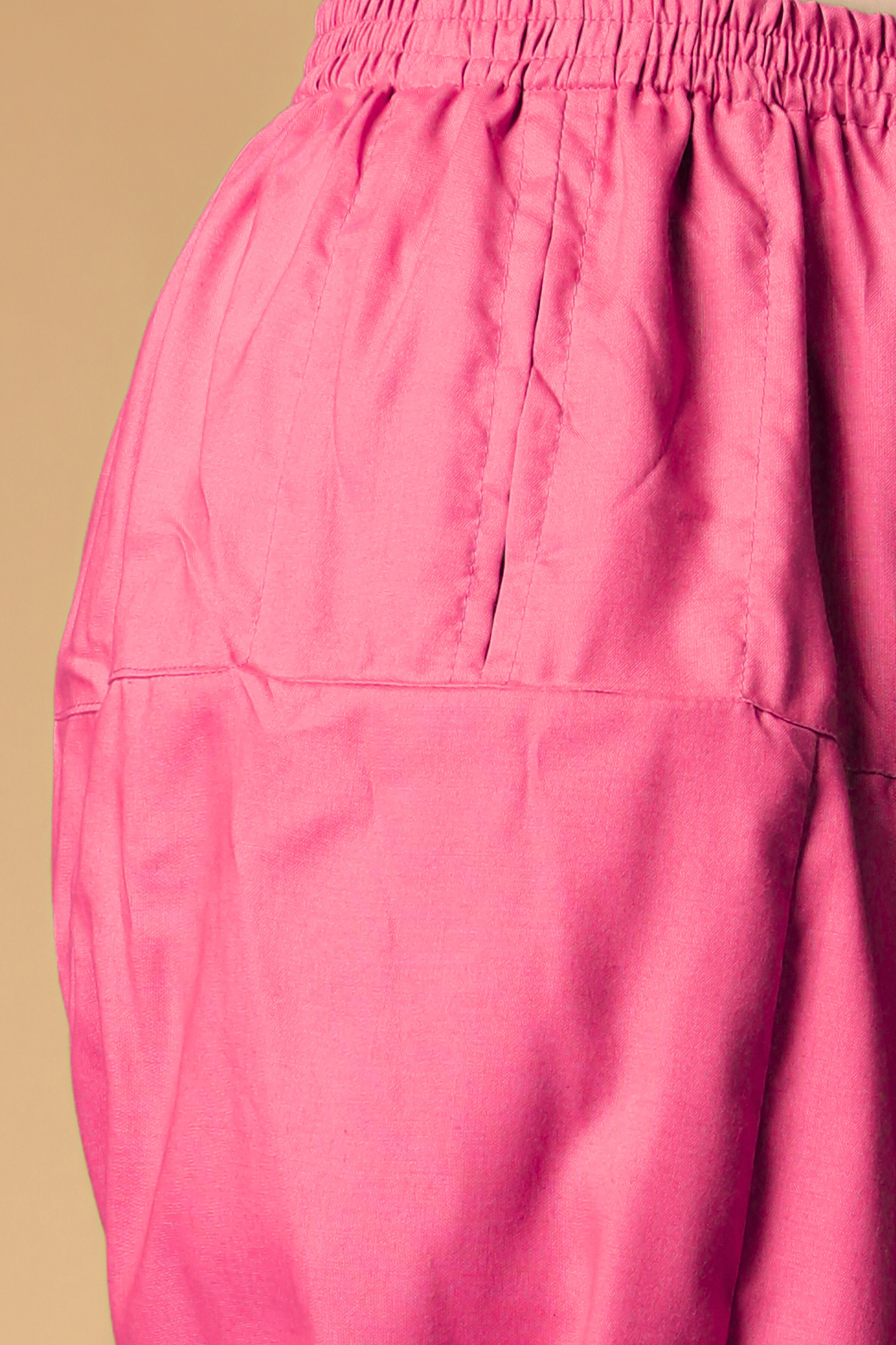 Pink Pleated Cotton Salwar