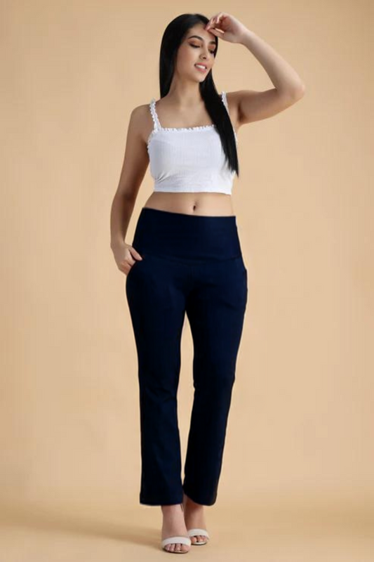 Buy Plus Size Navy Tummy Tucker Pants At Apella | Sizes XS to 10 XL | India | Free Delivery | Customized
