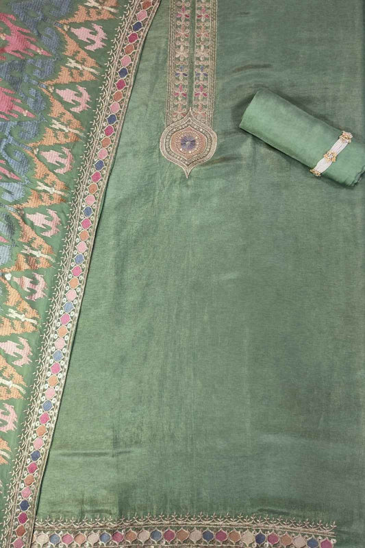 Pista Shimmer Silk Unstitched Salwar Suit