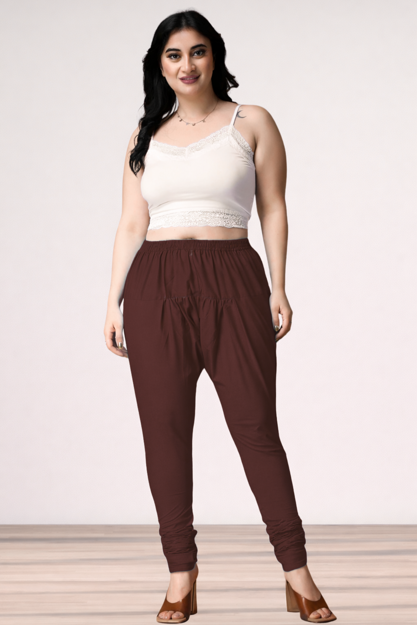 Coffee Rayon Churidar Pants