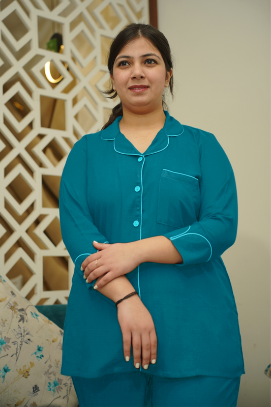 Aqua Haze Rayon Night Suit