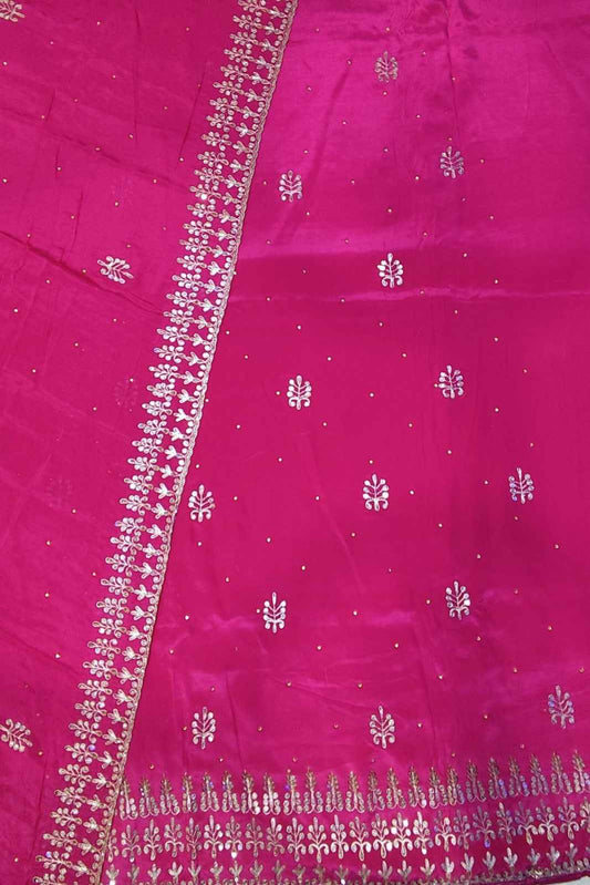 Magenta Gota Patti Unstitched Crepe Suit