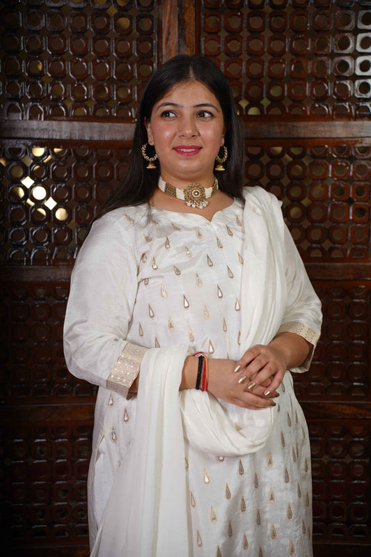 Aabha Jacquard Woven Silk Suit