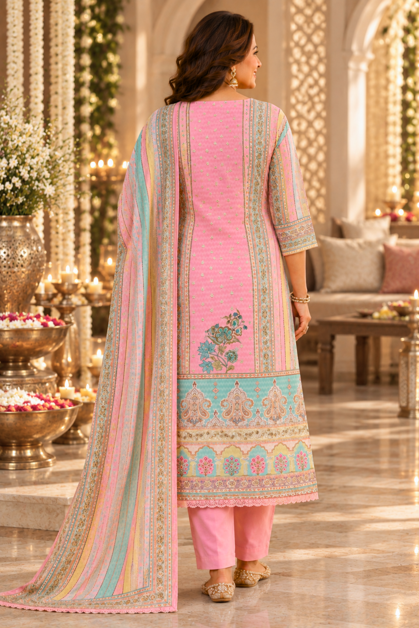 Aafreen Karachi Muslin Suit with Mirror Work