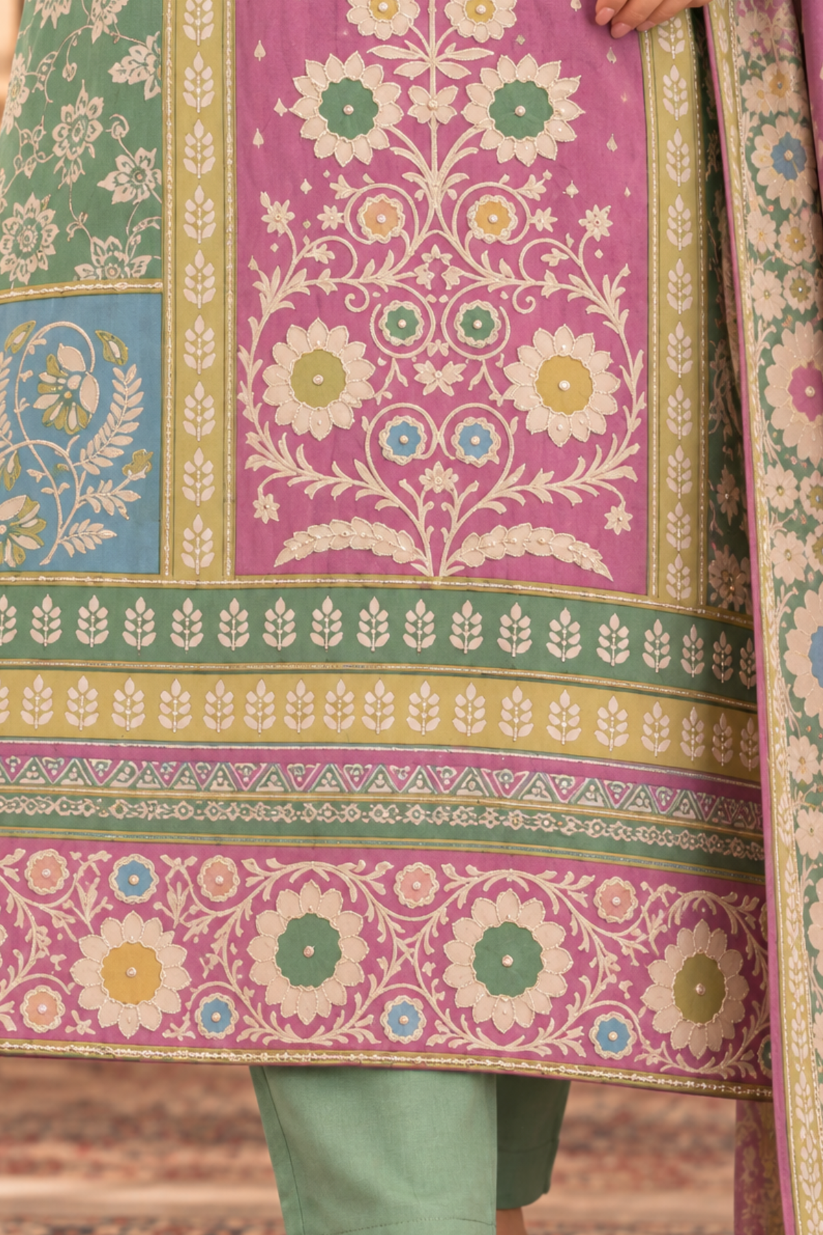 Aarohi Karachi Muslin Suit with Aari Work