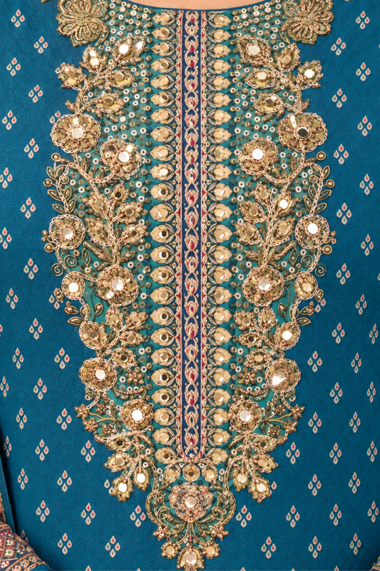 Aliza Karachi Muslin Suit With Mirror Work