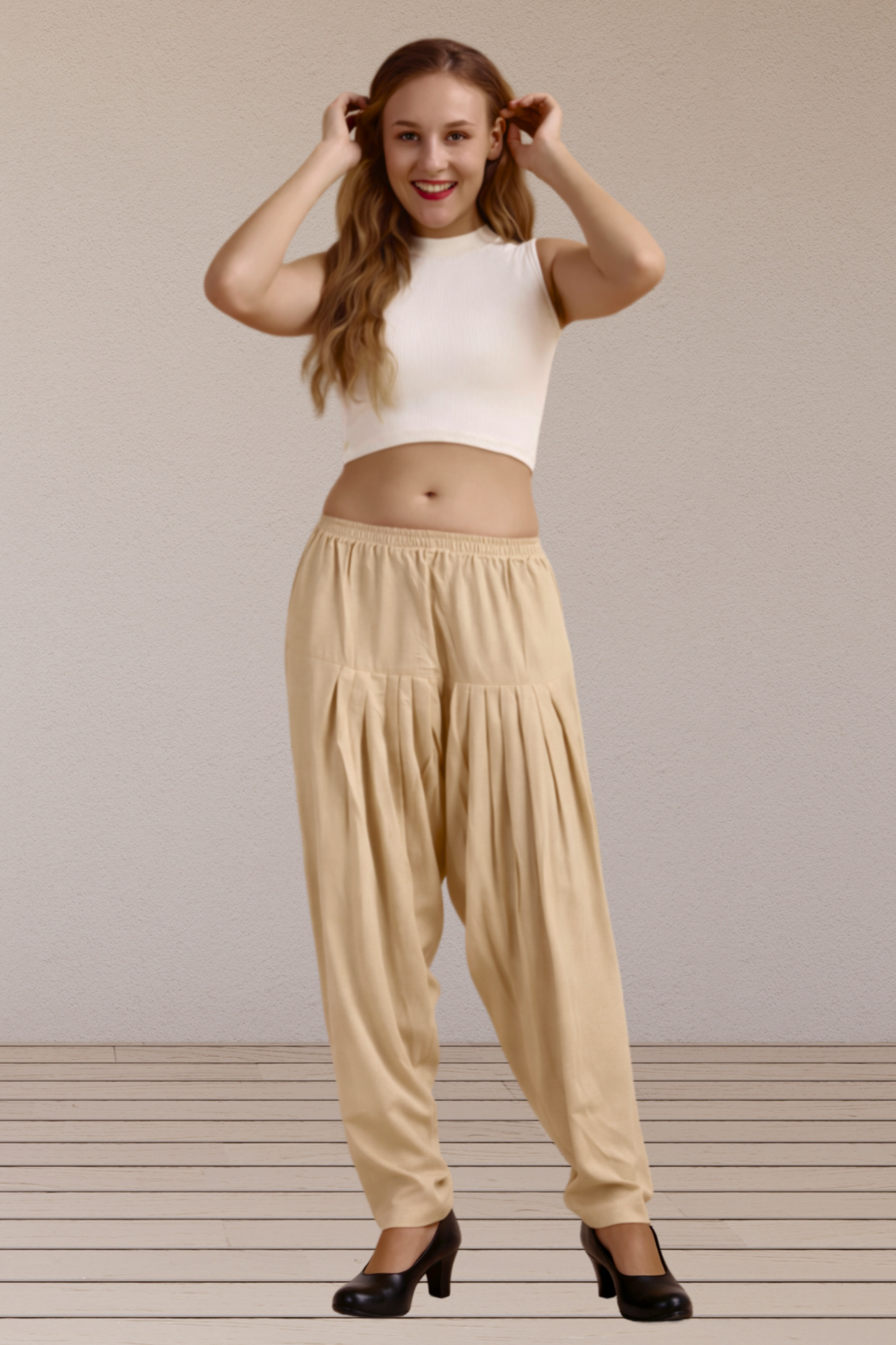 Almond Beige Easy Fit Rayon Salwar