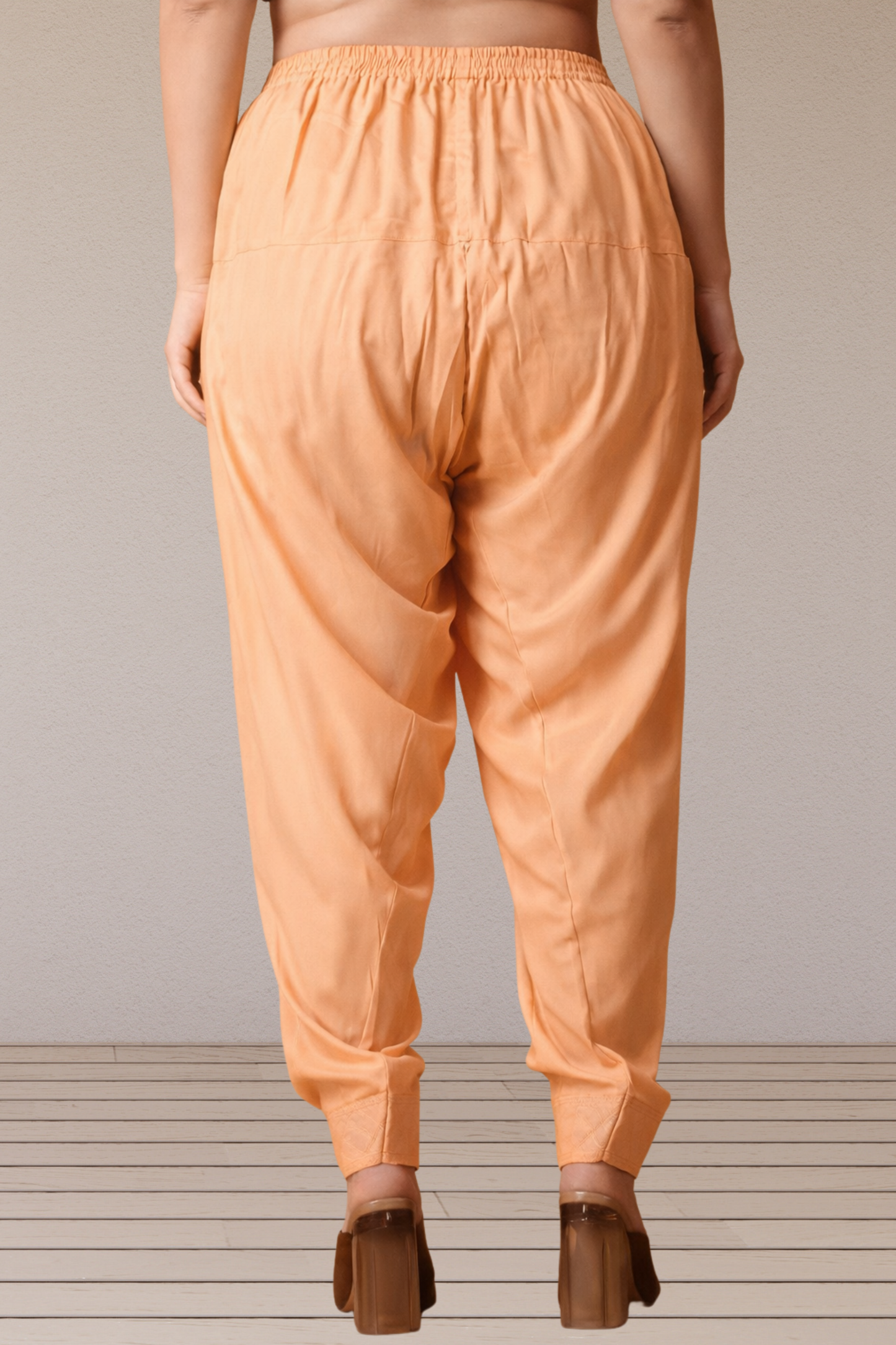 Apricot Rayon Pleated Salwar